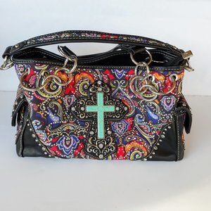 MONTANA WEST Turquoise Spiritual Bling Satchel Bag